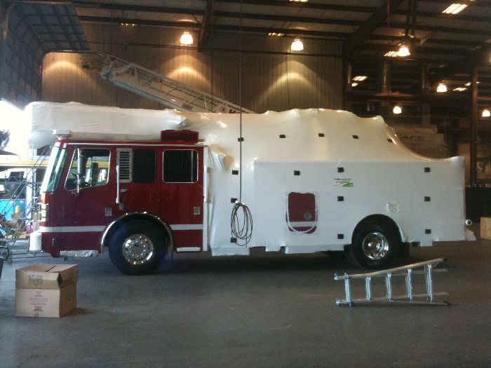 Another Ferrara fire truck wrapped and ready for transport Asset Protection