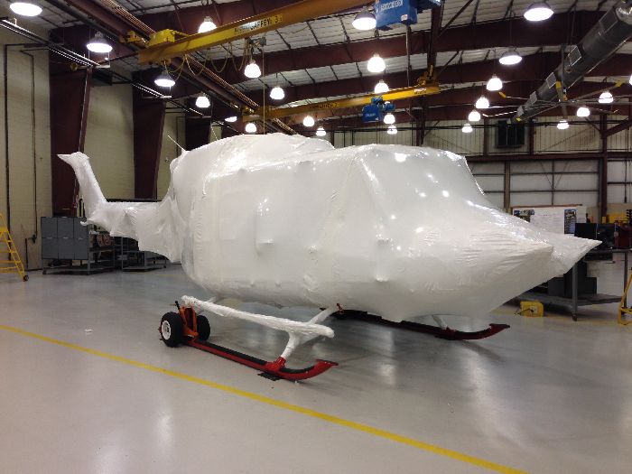 shrink wrapped helicopter